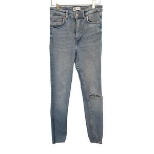 Zara Mid Waist Ripped Skinny Jeans